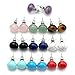 Top Plaza Semi-Precious Birthstone Stainless Steel Pin Chakra Healing Crystal Womens Gemstones Earrings Studs