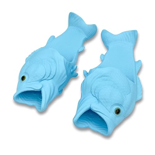 Buy Coddies Fish Flip Flops The Original Fish Slippers Funny Gift Unisex Sandals Bass Slides Pool Beach Shower Shoes Men Women Kids Turquoise 9 10 Men 10 11 Women Eu 43 At Amazon In