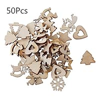 Misright 50pcs Natural Wood Slices Laser Cut Wood Christmas Style Embellishment Wooden Shape Craft Wedding Decor