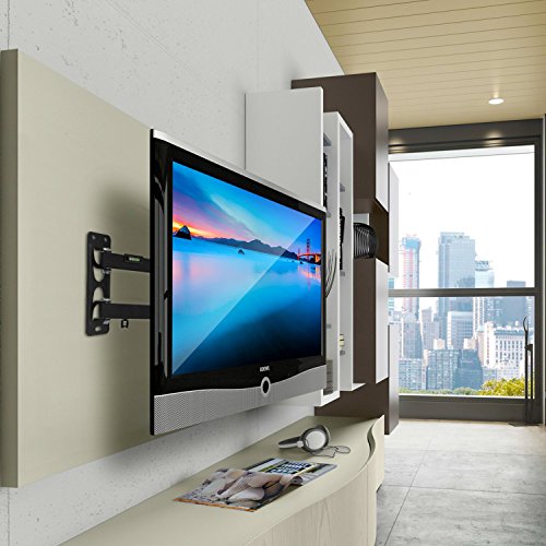 Lunvon TV Wall Mount for Most 13" 15" 17" 20" 22" 23" 24" 27" 30" 32" 38" 40" 42" 45" 48" 50" LED TVs & Screen Monitors Up to 66 LBS, Max VESA 400X400 with Full Motion Articulating Arm & Bubble Level - Thumbnail 5