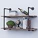 Industrial Pipe Shelving Wall Mounted,36in Rustic Metal Floating Shelves,Steampunk Real Wood Book Shelves,Wall Shelf Unit Bookshelf Hanging Wall Shelves,Farmhouse Kitchen Bar Shelving(2 Tier)