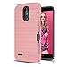 LG Stylo 3 /Stylus 3/Stylo 3 Plus Case with Phone Stand,Ymhxcy [Credit Card Slots Holder][Metal Brushed Texture] Hybrid Dual Layer Full-Body Shockproof Protective Cover Shell LG LS777-LCK Rose Gold