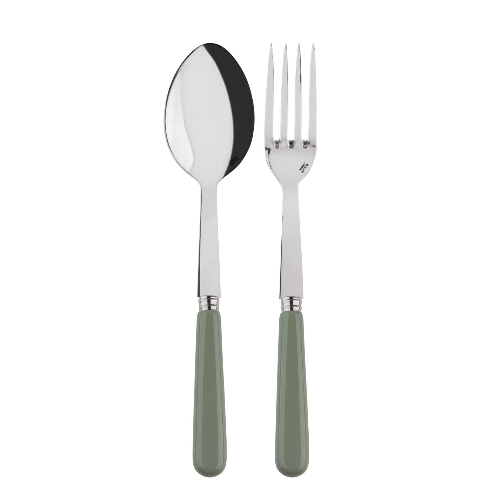 SABRE PARIS - 2-Piece Serving Set - Pop Collection - Large Fork & Large Spoon - Stainless Steel & Nylon - Dishwasher Safe - Asparagus