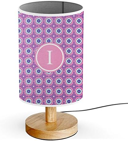 [ INITIAL LETTER I ] Monogram Name USB POWERED Wood Base Desk Table Bedside Lamp [ Geometric Shapes ]