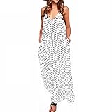 Romacci Women Casual Polka Dot Print Spaghetti Strap Boho Long Maxi Dresses