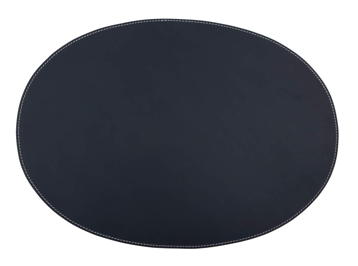 Buy Oval Shape Black Leather placemat and Dining Table mat (Set of 6