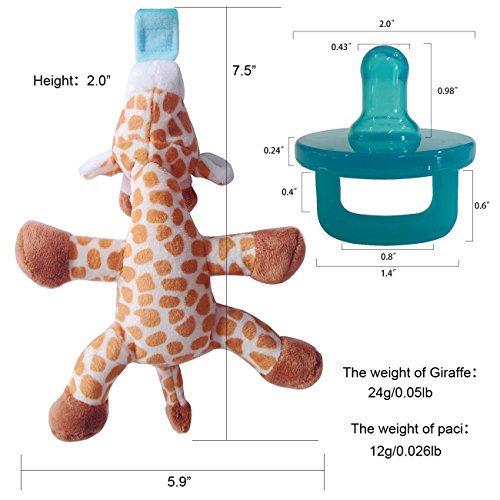 Baby Pacifier, Giraffe Pacifier Holder with Removable Plush Stuffed