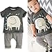 Baby Boys T-shirt Sets Short Sleeve Plaid Shorts Pants Hat Kids Outfits (0-1 years, Dark Grey)
