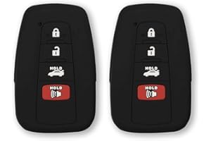 Autobase Silicone Key Fob Cover for Toyota Camry RAV4 Highlander Avalon C-HR Prius Corolla GT86 Smart Key | Car Accessory | Key Protection Case 2 Pcs (Black)