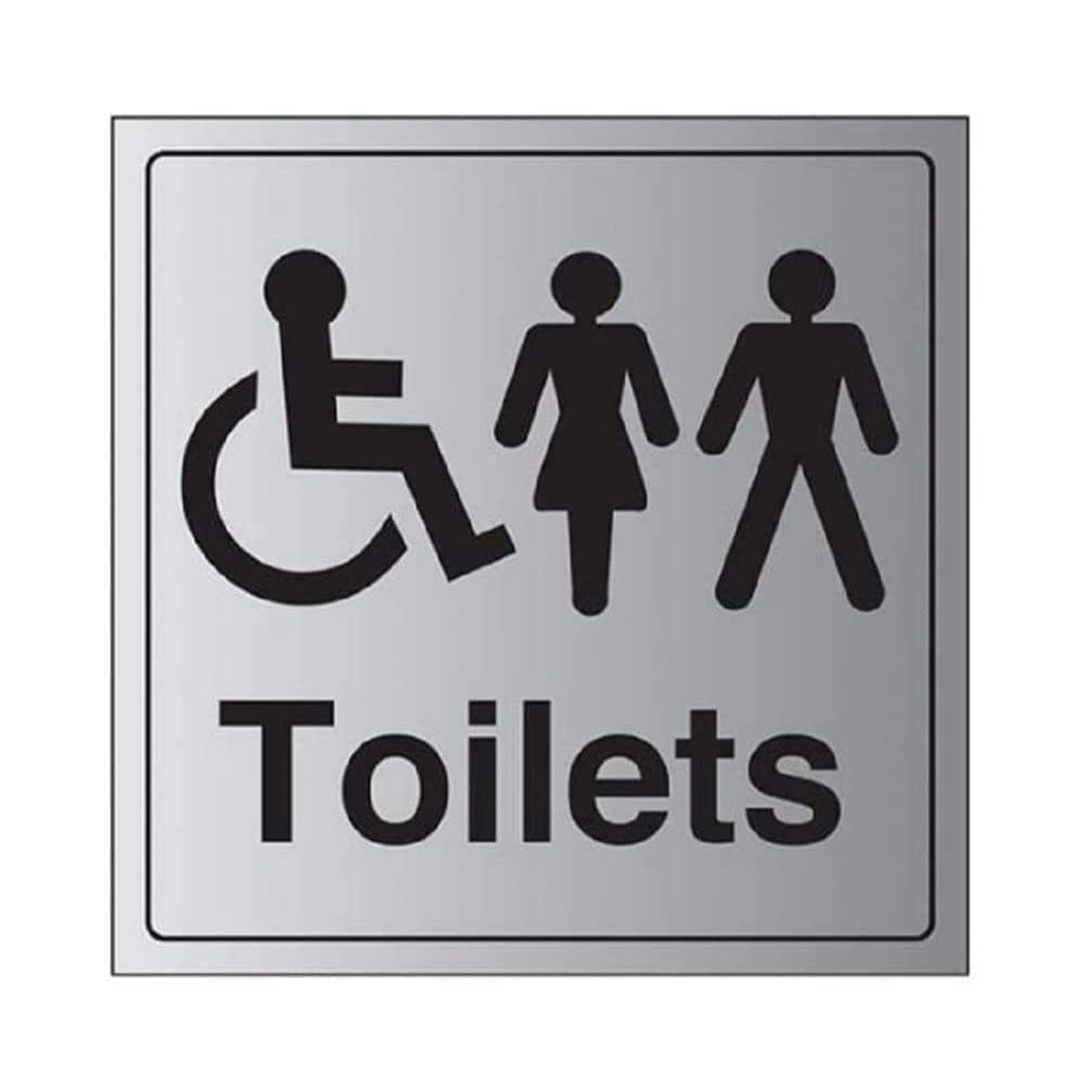 V Safety General Door-Disabled/Gents/Ladies Toilet Sign - 200mm x 200mm - Self Adhesive Alu Effect