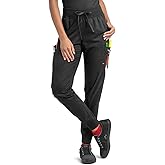 Industry Line Women's Chef Pants - Black, 5 Pocket Stretch Jogger - Kitchen Restaurant Uniform, Drawstring Elastic Waist