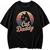 Colorful Cat Shirts Graphic Tees for Women, Animal Funny Womens Oversized T Shirt Crewneck Short Sleeve Casual Tops