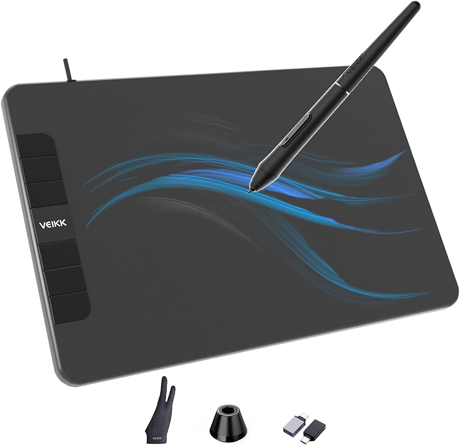 VEIKK VK640 Graphics Tablet,Digital Drawing Tablet 8192 Levels of Pressure Battery-Free Pen,Drawing Tablet with 6 Hot Keys,Perfect for Online Teaching,Beginner Drawers,​Digital Signature,OSU (Black)