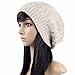 Surblue Unisex Trendy Beanie Warm Oversized Chunky Cable Knit Slouchy Woolen Hat, Beige