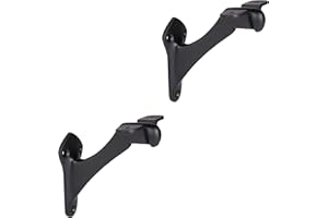 A29 Set of 2 Handrail Brackets, Heavy Duty Metal Railing Brackets, Banister Handrail Brackets for Indoor Stairs, Outdoor, Railholders- Mounting Hardware Included, Black Powder Coat,