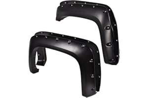 PIT66 Fender Flares, Compatible With Chevy Silverado 1500 07-13/Silverado 07-14 2500 HD 3500 HD (Fit for 6.5/8 ft, NOT for 5.8ft,Not Fit GMC Sierra) Paintable Smooth Matte Black Pocket Riveted Style