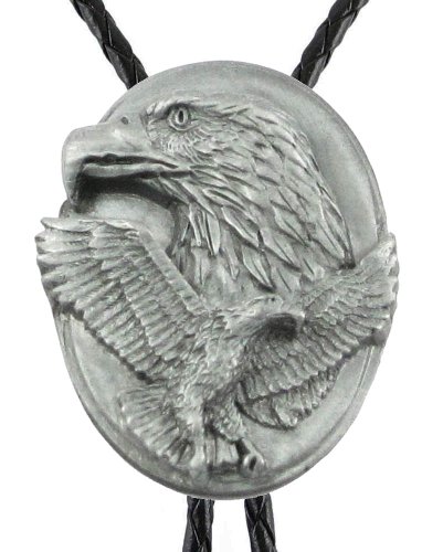 Bolo - Two Eagles - Sculpted Pewter Bolo Tie - Unpainted