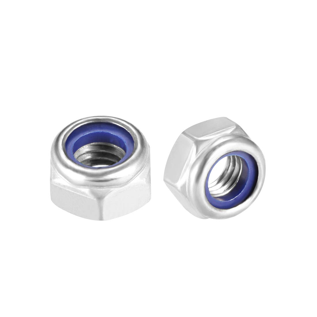 sourcing map Hex Lock Nuts - M8 x 1.25mm Stainless Steel Nylon Insert Self-Locking Nuts for Fasteners, 20Pcs Silver Tone