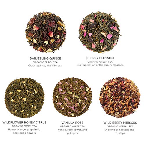 Tea Forte Soleil Tea Sampler with 20 Pyramid Infuser Tea Bags Fruit, Herb and Flower Tea