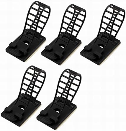 FemiaD 5 Pcs Black Self-Adhesive Wire Orgnizer Clip Adjustable Cable Tie Clamp