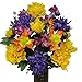 Yellow Peony and Purple Fuju Mums Artificial Bouquet, featuring the Stay-In-The-Vase Design(c) Flower Holder (MD1395)