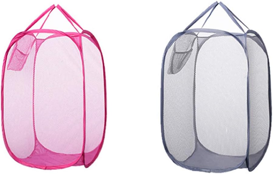 Cestos para Lavandería Plegables,2 Piezas Cesta Plegable de Malla para