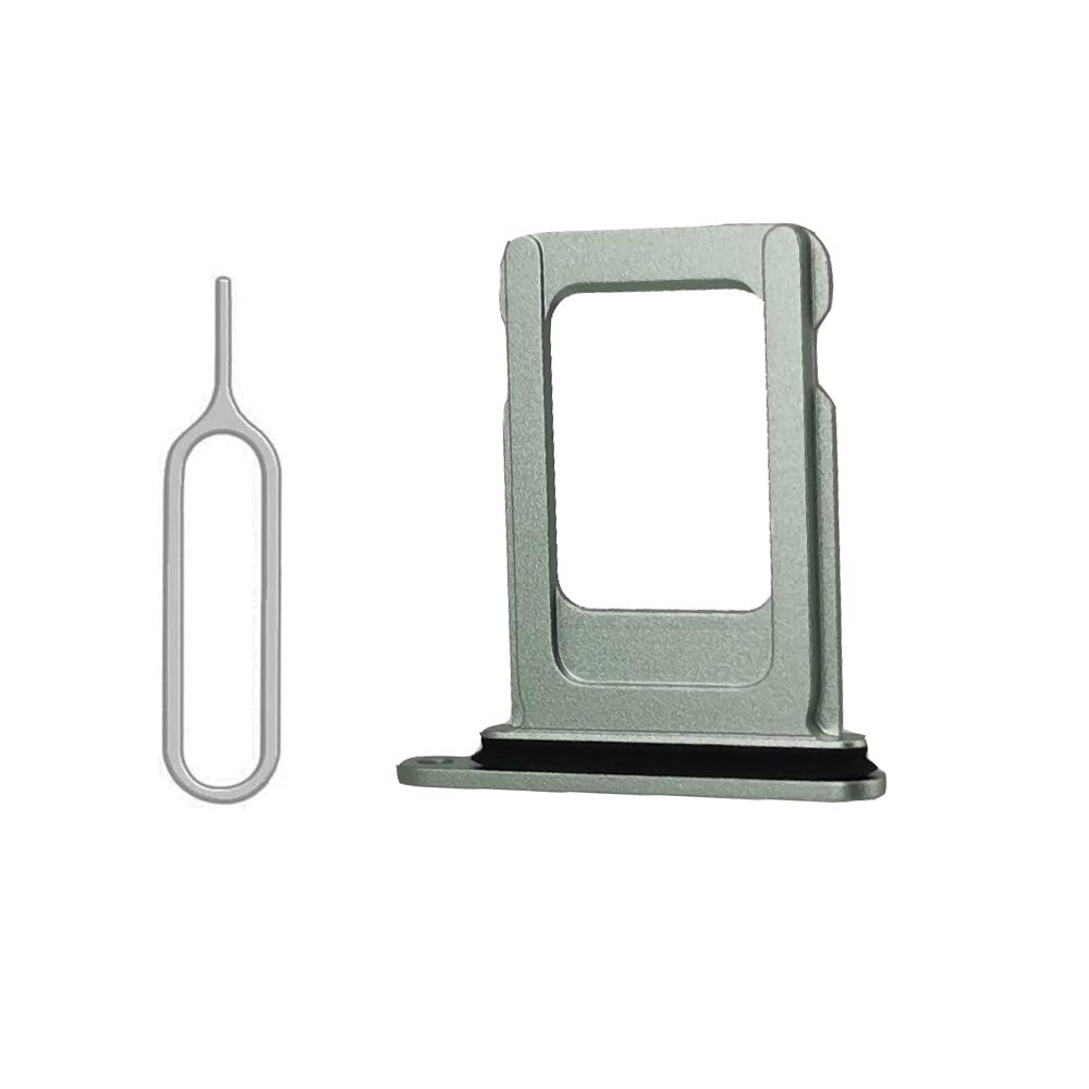 SIM Card Tray Holder Slot with Rubber Waterproof Gasket Replacement incl. Open Eject Pin for iPhone 12 (6.1 inch) (Green, Single Sim Version)