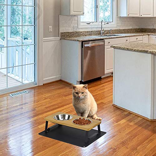 XZONE PET Raised Pet Bowls for Cats and Puppy, Walnut Wood Elevated