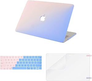 Olort Laptop Case Compatible MacBook Pro 13 inch 2020/19/2018/17/16 Release A2289 Plastic Hard Shell Case&Keyboard Cover&Screen Protector for Mac Book Pro 13 (Blue-Pink)