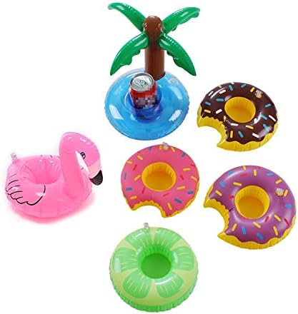 6 PC Pool Cup Float Holders Cup Floats Coasters Unicorn Float Flamingo Drink Holders Donut Fruit Inflatable Pool Cup Holders