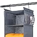 MAX Houser 5 Shelf Hanging Closet Organizer, Space Saver, Cloth Hanging Shelves with 4 Side Pockets, Foldable, Grey