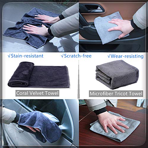 YUKING Car Wash Kit, 6 Pcs Car Cleaning Kit,Car Detailing Kit Interior Exterior Tools-Premium Car Wash Mitt-Sponge Wheel Brush-Cleaning Cloth Kits