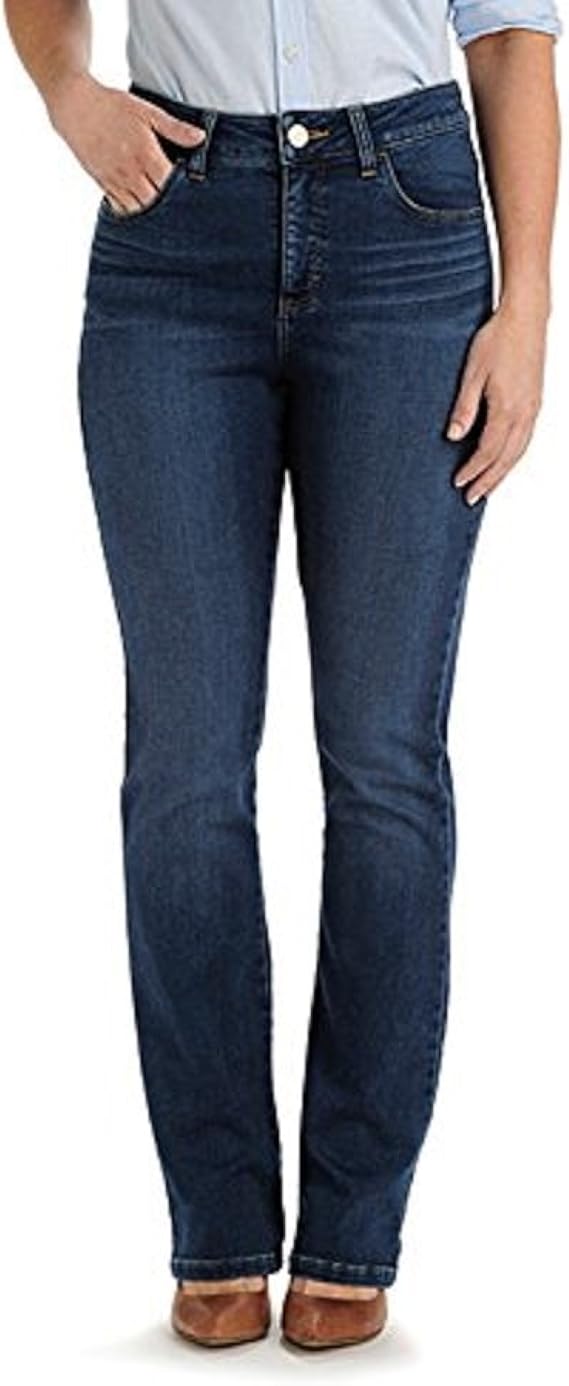 LEE Riders Mid Rise Straight Leg 6 Medium Slender Stretch Denim at Amazon Women's Jeans store