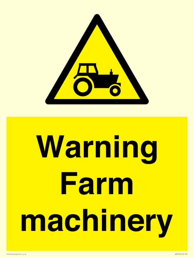 Warning Farm machinery Sign - 300x400mm - A3P