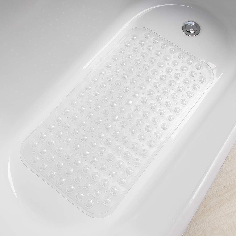 AmazerBath Bath Tub Mat, Medium Size 27.6 x 15 Inches Non-Slip Shower Mats with Suction Cups and Drain Holes, Bathtub Mats Bathroom Mats Machine Washable (Clear): Home & Kitchen