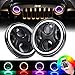 DOT Approved 7″ LED Headlights Bulb RGB Halo Angel Eye for 1997-2018 Jeep Wrangler JK LJ Sahara Sport Rubicon Hummer H1 H2 Headlamp Driving Light DRL-2Pack RGB Headlightthumb 1
