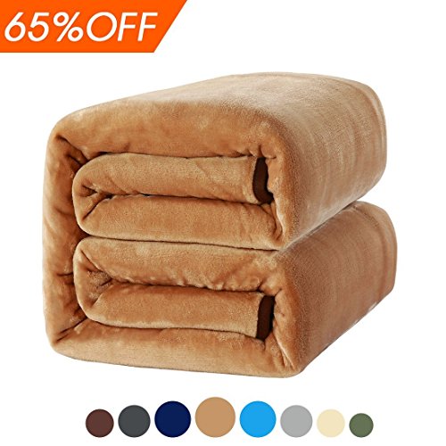 MEROUS Soft Warm Fleece Tan King Bed Blanket - Lightweight Fuzzy Cozy Couch Throw Blanket - 90 Inch by 108 Inch