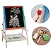 YARMOSHI My First Wooden Drawing Board Easel Double Sided Adjustable | Chalk Blackboard & White Dry Erase Surface, Magnetic Sponge, Marker Pens, Chalks & Bottom Tray | Learning Play for Toddlers!