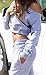 Ybenlow Women's 2 Piece Off Shoulder Crop Top Tracksuit Sweatshirt Sweatpant Set