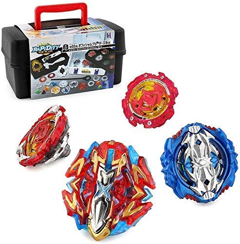 3T6B Spinning Tops Set with Carrying Case, 4pcs Burst Attack Spinning Tops 4D Set with Launcher Best Gift for Children