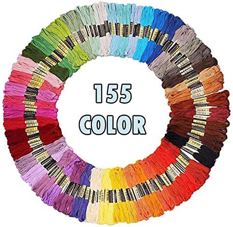 Rainbow Color Embroidery Floss Set - Cross Stitch Threads - Friendship Bracelets Floss - Crafts Floss - 155/200/250 Skeins Per Pack (A (155 Pcs Skeins))