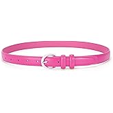 SANSTHS Women Leather Belt for Jeans Pants Fashion Ladies Skinny Belt for Dresses Thin Belt with Single Prong Buckle