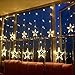 AA Batteries Operated Curtain Lights with Remote,138 LED 12 Star Window Wall Icicle String Lights,8 Mode,Timer,Dimmable,Ideal for Outdoor Wedding Birthday Bar Camping Barbecue Party Decoration