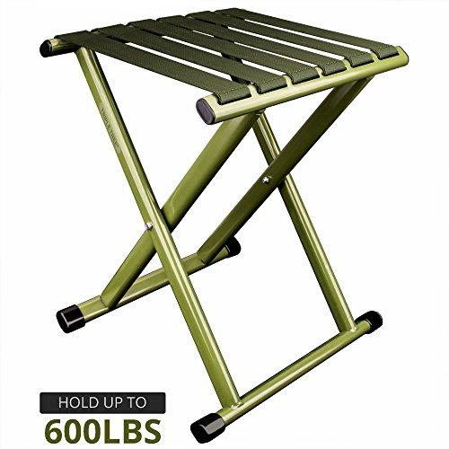 TRIPLE TREE Super Strong Portable Folding Stool, Heavy Duty Outdoor Folding Chair Hold Up to 600 LBS 1 Pack,Unfold Size: 11.8x10.8x14.3 inch (Medium Size)