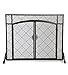 Celtic Knot Large Fireplace Screen with Hinged Doors, Powder Coated Steel Frame, Metal Mesh, Decorative Design, Free Standing Spark Guard- 44 W x 33 H Black primary