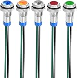 Gebeldet 8mm LED Indicator Light 3-9V DC Metal Signal Lamp Waterproof Dash Car view 1