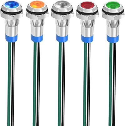 Gebeldet 8mm LED Indicator Light 3-9V DC Metal Signal Lamp Waterproof Dash Car