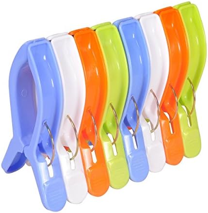 Ecrocy 8 Pack Jumbo Size Beach Towel Clips for Beach Chairs Or Lounge Chair - Keep Your Towel From Blowing Away,clothes Lines - Jumbo Size 6.3 Inch