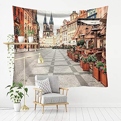 Amazon Co Jp Nd タペストリー 北欧 風景 街並み インテリア おしゃれ 景色 写真 モダン ヨーロッパ 大判 大きい 部屋 飾り 背景布 インテリア 布 テレワーク 背景 デザイン１ ホーム キッチン