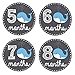 Pinkie Penguin Baby Monthly Stickers - Whale Theme - Baby Boy - 1-12 Months - Milestone Onesie Stickers - Month Stickers for Baby